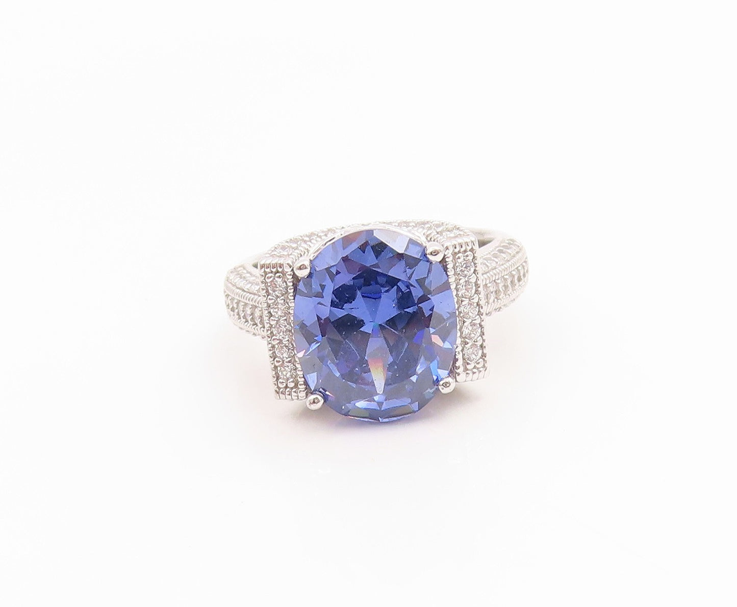 925 Sterling Silver Vintage Ring VANNA K Tanzanite & CZ Band  Sz 6  RG35531