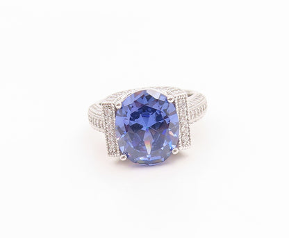 925 Sterling Silver Vintage Ring VANNA K Tanzanite & CZ Band  Sz 6  RG35531
