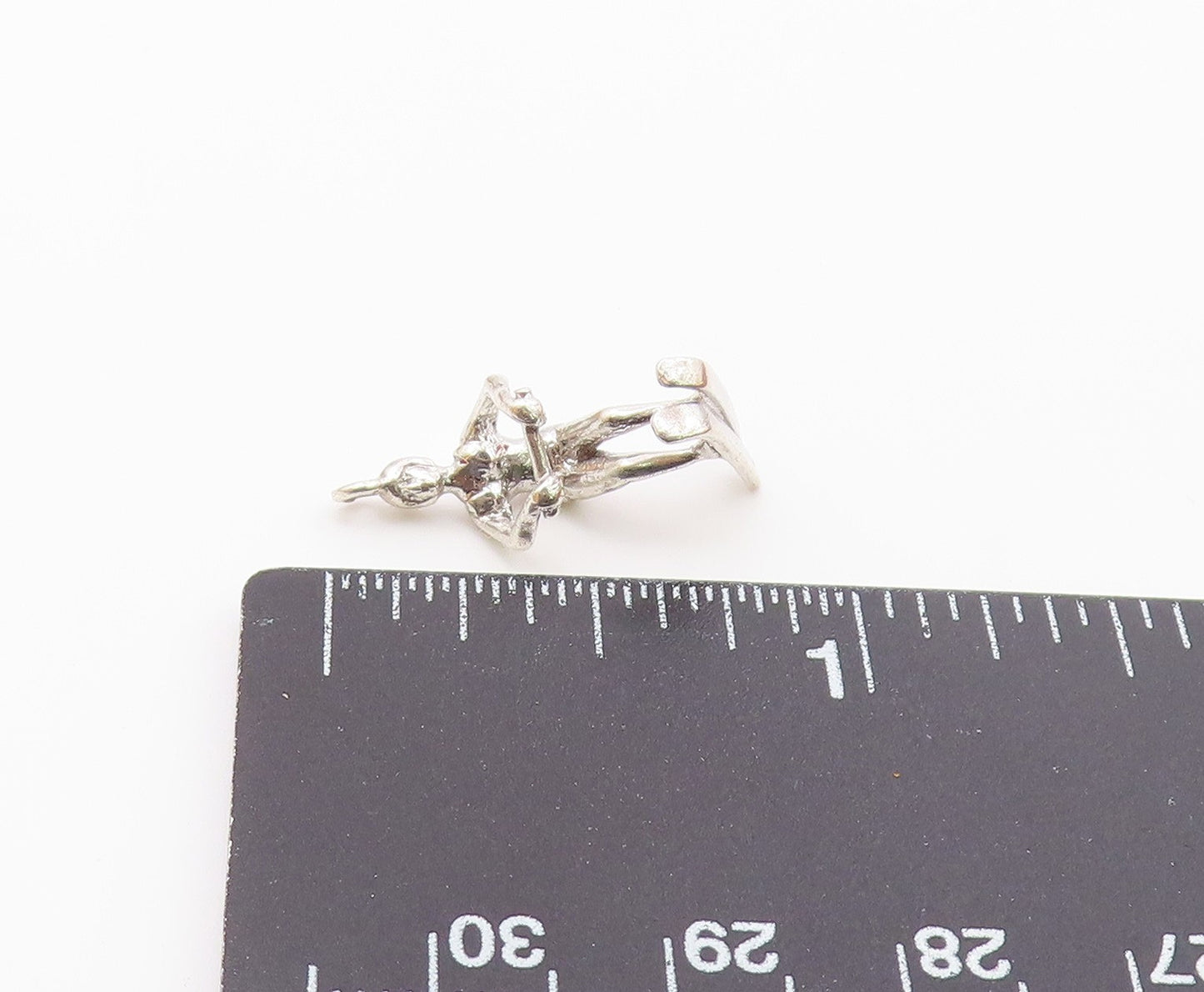 925 Sterling Silver  Vintage Shiny Petite Water Skiing Figure Pendant  PT6256