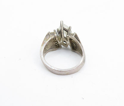 KOREA 925 Sterling Silver  Vintage Topaz Solitaire Accent Ring Sz 5  RG5852