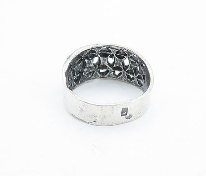 925 Sterling Silver  Vintage Open Pattern Tapered Band Ring Sz 7.5  RG6444