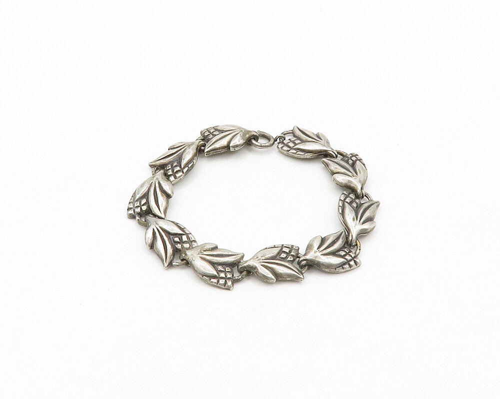 NAPIER 925 Sterling Silver  Vintage Antique Rare Floral Chain Bracelet  BT7958