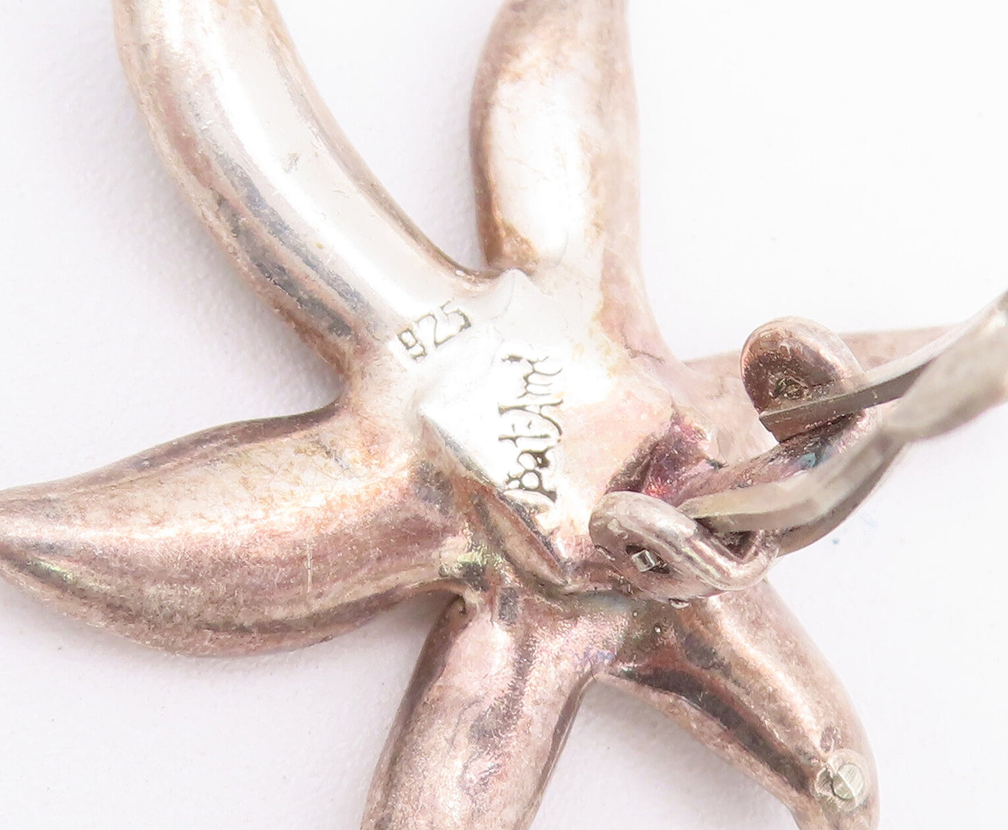 925 Sterling Silver Vintage Earrings BAT AMI 3D Carved Water Plant  EG12946