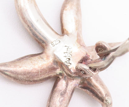 925 Sterling Silver Vintage Earrings BAT AMI 3D Carved Water Plant  EG12946