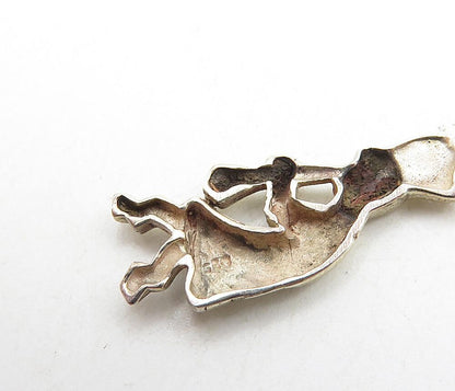 925 Sterling Silver  Vintage Petite Kokopelli Dancer Dangle Earrings  EG4893