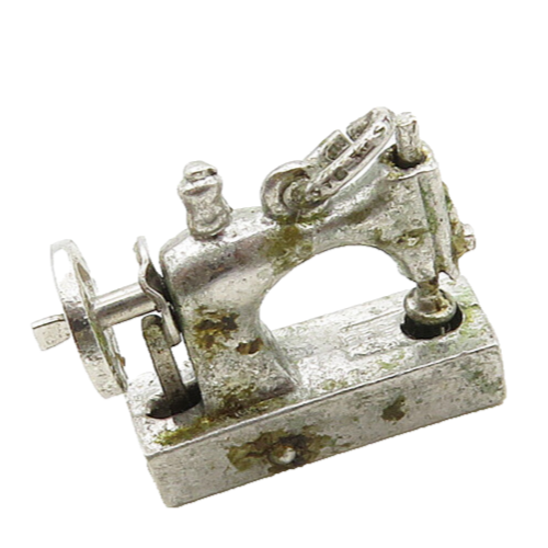 925 Sterling Silver  Vintage Petite Sewing Machine Pendant (SPINS)  PT15531