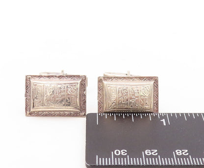 925 Sterling Silver Vintage Cuff Links MIDDLE EAST Trible Design Carved   TR3775
