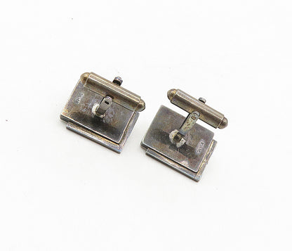 925 Sterling Silver  Vintage Mother Of Pearl & Pearl Square Cuff Links  TR1551