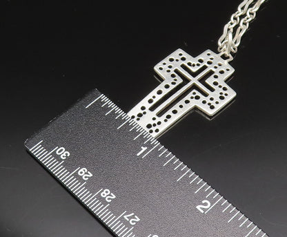 925 Silver  Vintage Open Religious Cross With Rolo Chain Necklace  NE3886