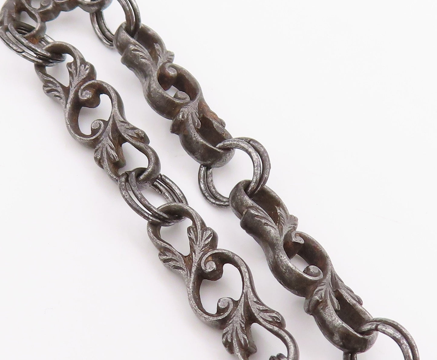925 Sterling Silver Vintage Keychain Dark Tone Fob Chain With Charms  TR4068