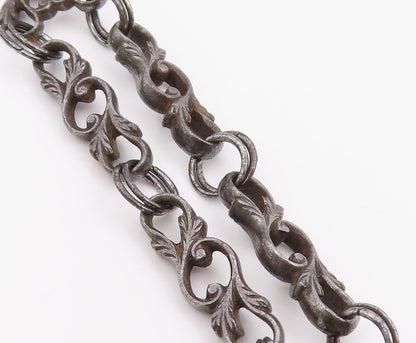 925 Sterling Silver Vintage Keychain Dark Tone Fob Chain With Charms  TR4068