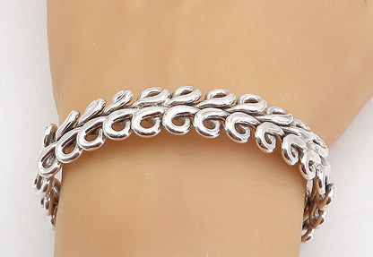 MEXICO 925 Sterling Silver  Shiny Polished Swirl Design Cuff Bracelet  BT1701