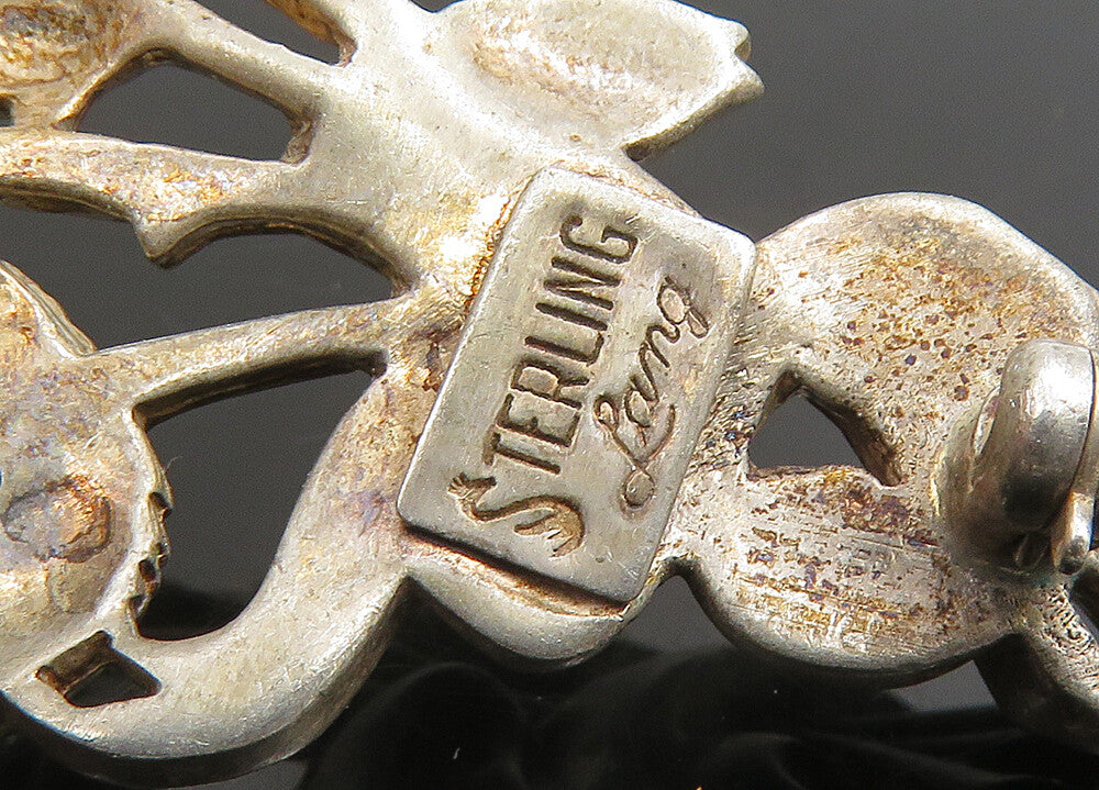 LANG 925 Sterling Silver  Vintage Tied Flower Bouquet Brooch Pin  BP9069