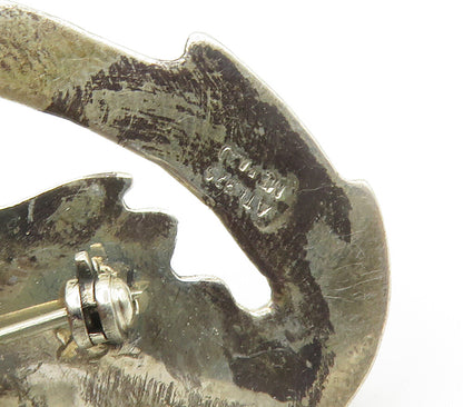 MEXICO 925 Sterling Silver  Vintage Sitting Cat Cutout Eyes Brooch Pin  BP5984