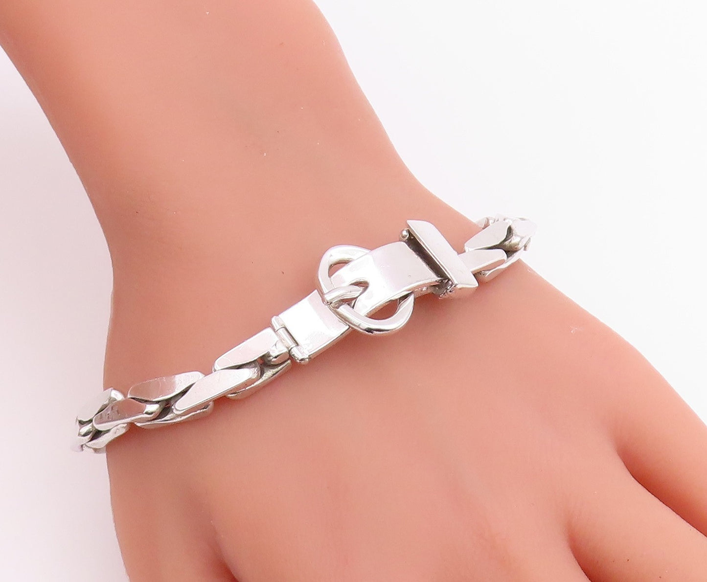 925 Sterling Silver Vintage Bracelet OP ORLANDINI Buckle Clasp Chain  BT12220