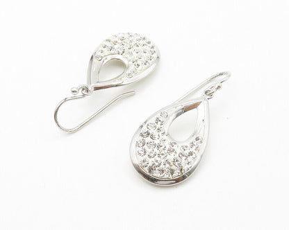 925 Sterling Silver  Sparkling Cubic Zirconia Open Tear Drop Earrings  EG7345