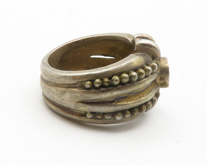 925 Sterling Silver  Vintage Dark Tone Bubble Detail Band Ring Sz 7  RG13925