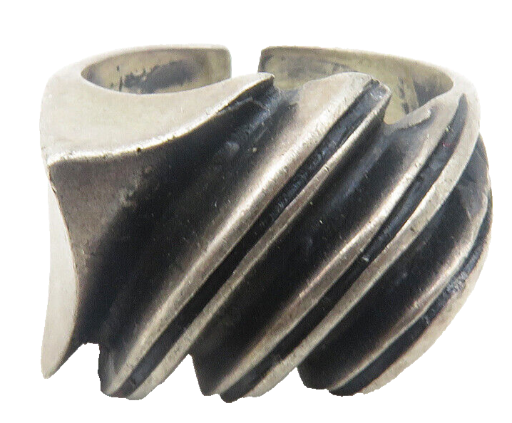 925 Sterling Silver  Vintage Oxidized Modernist Band Ring Sz 5.5  RG12105