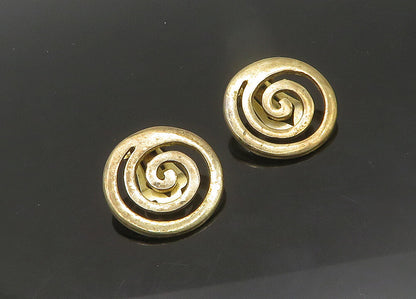 MMA 925 Silver  Vintage Gold Plated Round Spiral Non Pierce Earrings  EG10800