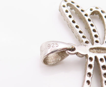 925 Sterling Silver  Vintage Shiny Topaz Dragonfly Motif Pendant  PT19471