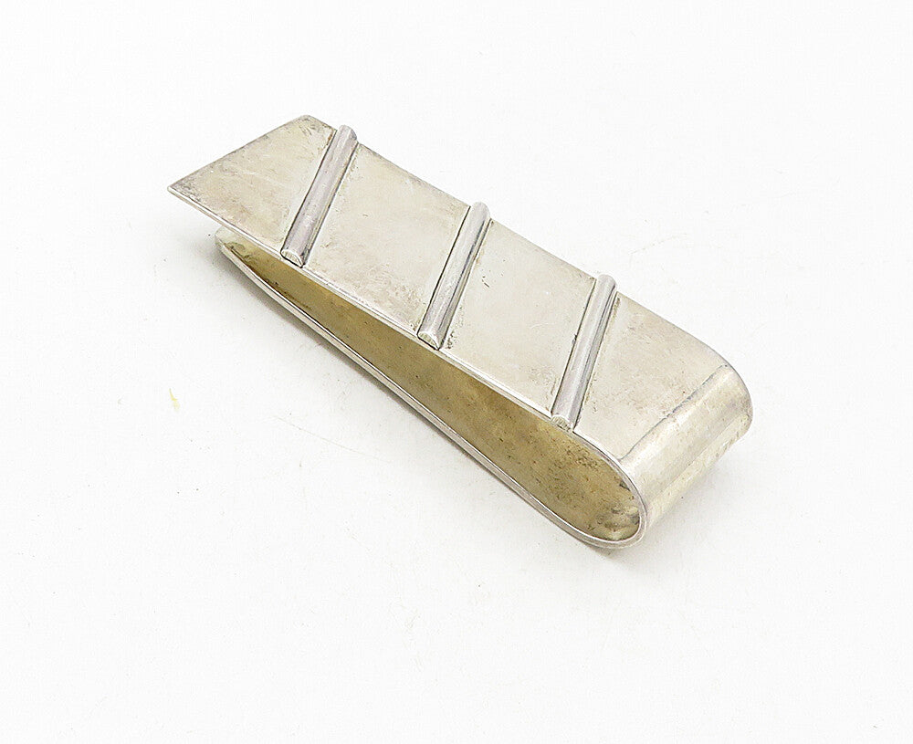 MEXICO 925 Sterling Silver  Vintage Shiny Slanted Detail Money Clip  TR1611