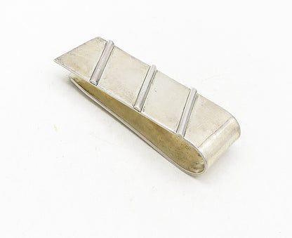 MEXICO 925 Sterling Silver  Vintage Shiny Slanted Detail Money Clip  TR1611