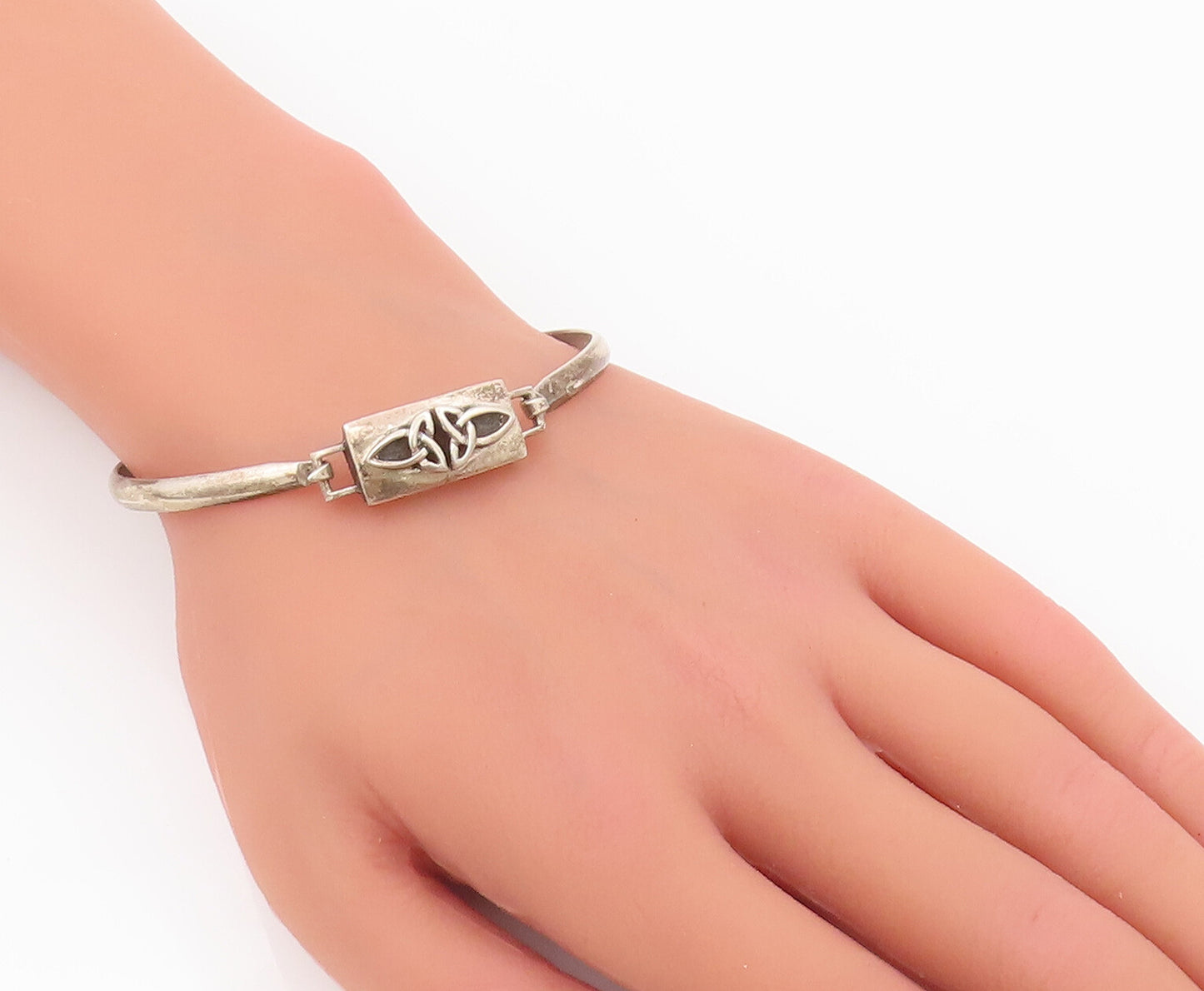 925 Sterling Silver Vintage Bracelet Minimalist Celtic Carved Bangle  BT10418