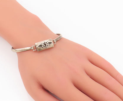 925 Sterling Silver Vintage Bracelet Minimalist Celtic Carved Bangle  BT10418