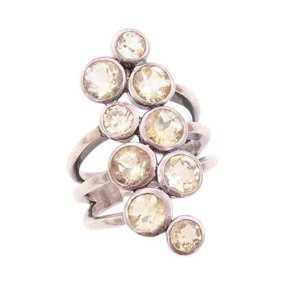 925 Sterling Silver Vintage Ring Cutout Band Round Topaz  Sz 7  RG32519