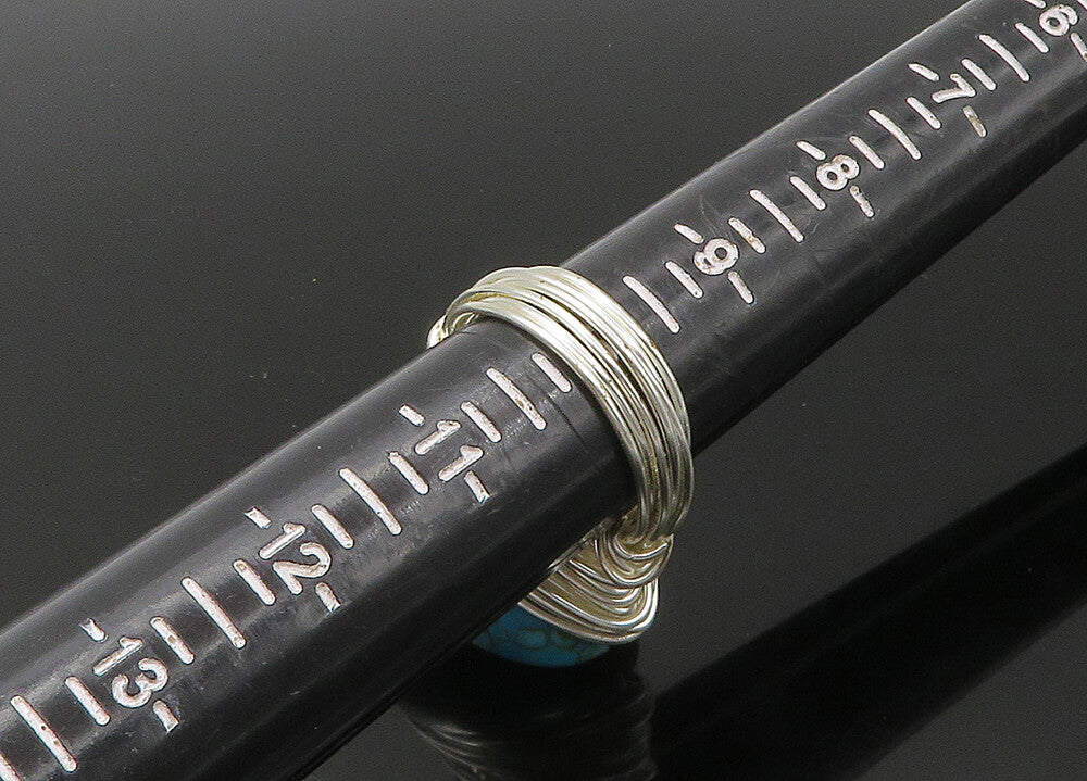 925 Sterling Silver  Vintage Turquoise Shiny Wire Cocktail Ring Sz 10  RG22600
