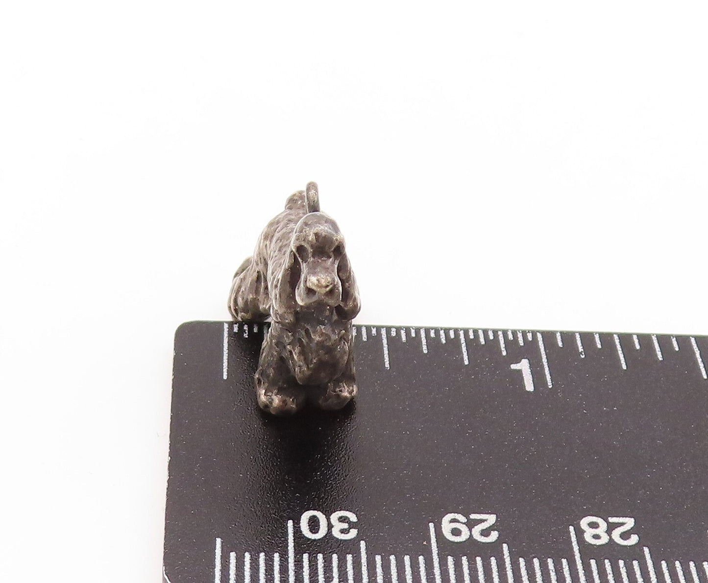 925 Sterling Silver Vintage Pendant Dark Tone 3D Carved Dog  PT23624