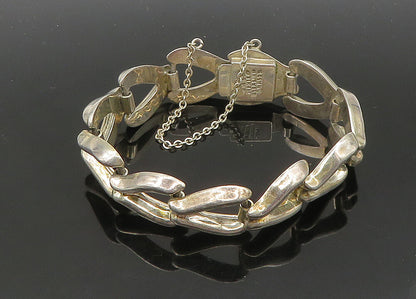 MEXICO 925 Sterling Silver  Vintage Shiny Wishbone Link Chain Bracelet  BT8446