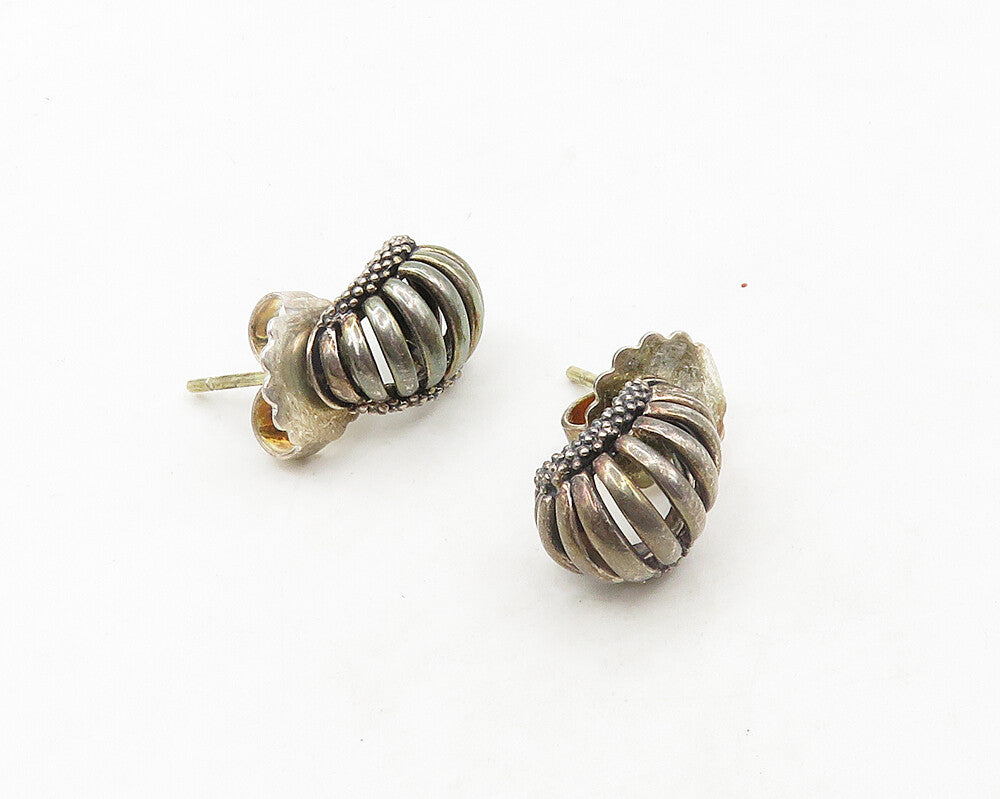 LAGOS CAVIAR 925 Silver & 18K GOLD  Vintage Fluted Curve Drop Earrings  EG9547