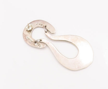 925 Sterling Silver Vintage Earrings MEXICO Swirled Carved Double 'U'  EG13030