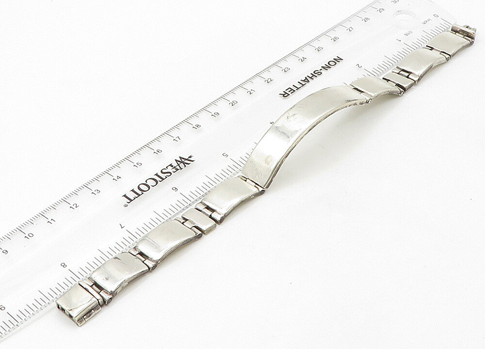 925 Sterling Silver  Vintage Shiny Smooth Bar Hinge Chain Bracelet  BT8533