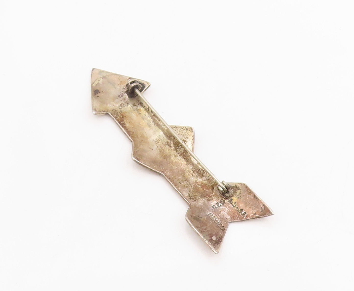 925 Sterling Silver Vintage Brooch Pin Etched Celestial Tribal Arrow  BP12332