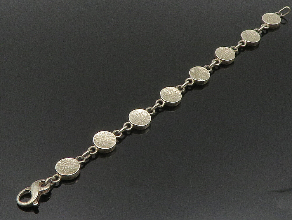 925 Sterling Silver  Vintage Engraved Spiral Pattern Chain Bracelet  BT9405