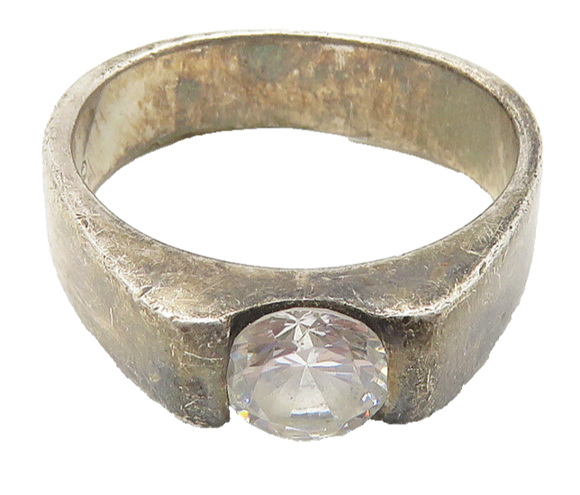 BOCCO 925 Silver  Vintage Cubic Zirconia Dome Solitaire Ring Sz 6.5  RG10696