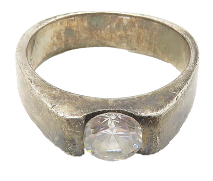 BOCCO 925 Silver  Vintage Cubic Zirconia Dome Solitaire Ring Sz 6.5  RG10696