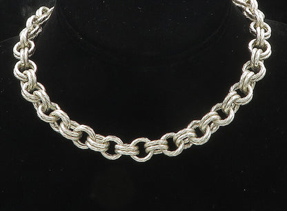 925 Sterling Silver  Vintage Heavy Shiny Circle Link Chain Necklace  NE2845