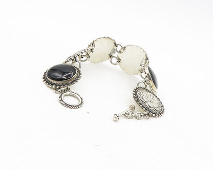 DESIGNER 925 Sterling Silver Vintage Cabochon Black Onyx Bracelet  BT7031