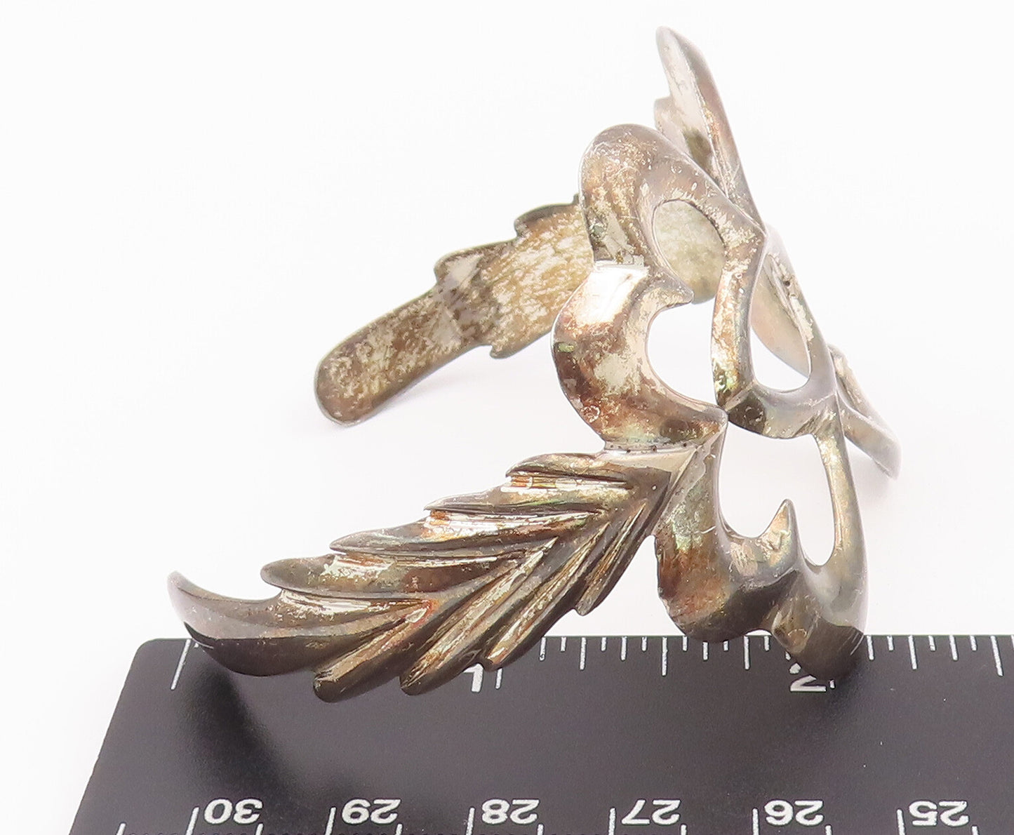 925 Sterling Silver Vintage Bracelet Southwestern Floral Cutout Cuff BT10381