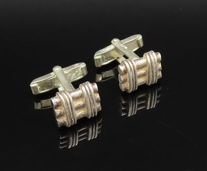 925 Sterling Silver  Vintage Minimalist Three Tied Bars Cuff Links  TR3419