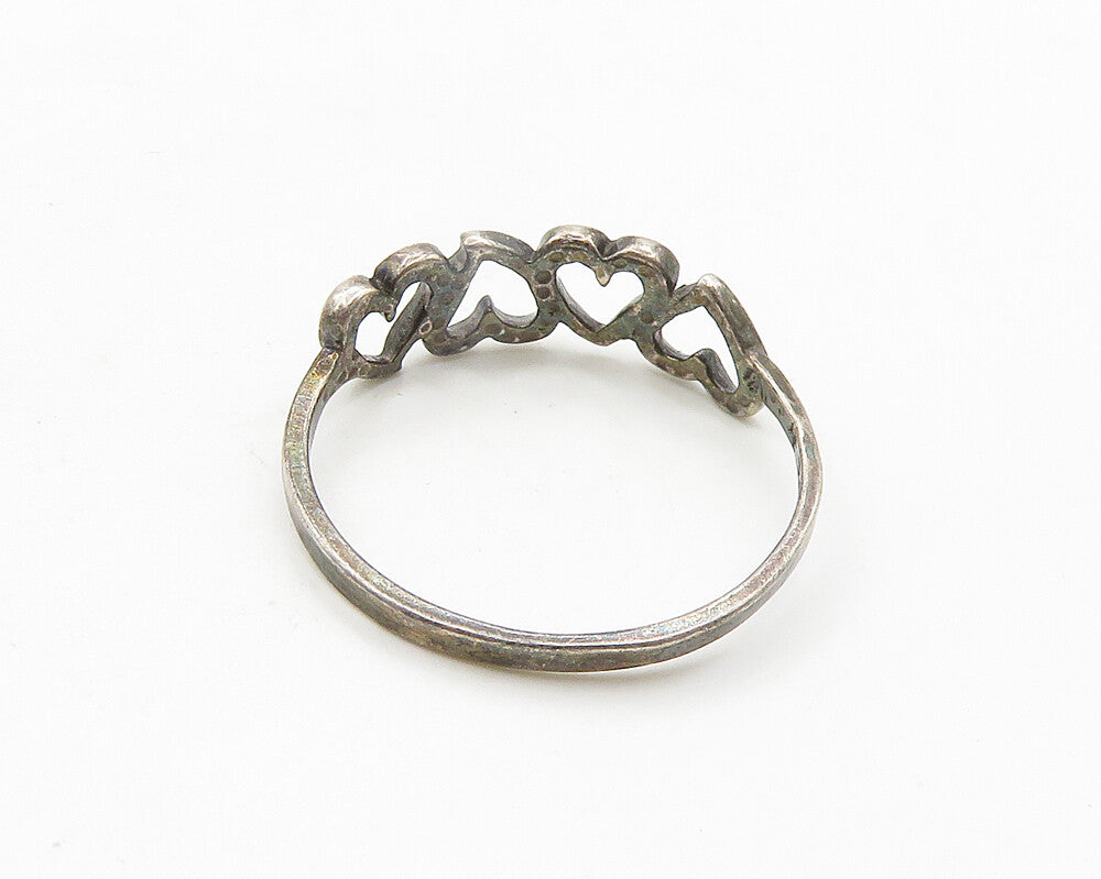 925 Sterling Silver  Vintage Up & Down Open Love Heart Band Ring Sz 7  RG19079