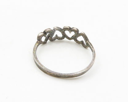 925 Sterling Silver  Vintage Up & Down Open Love Heart Band Ring Sz 7  RG19079