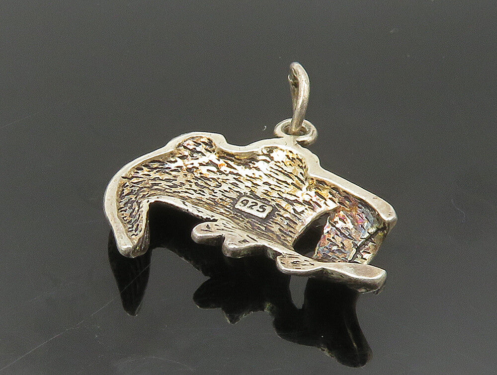 925 Sterling Silver  Vintage Dark Tone Fish Open Mouth Pendant  PT19954