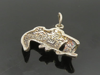 925 Sterling Silver  Vintage Dark Tone Fish Open Mouth Pendant  PT19954
