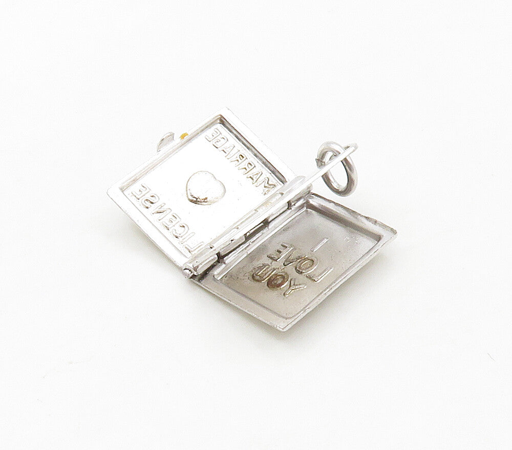 925 Sterling Silver  Vintage Marriage License Locket Pendant (OPENS)  PT12911