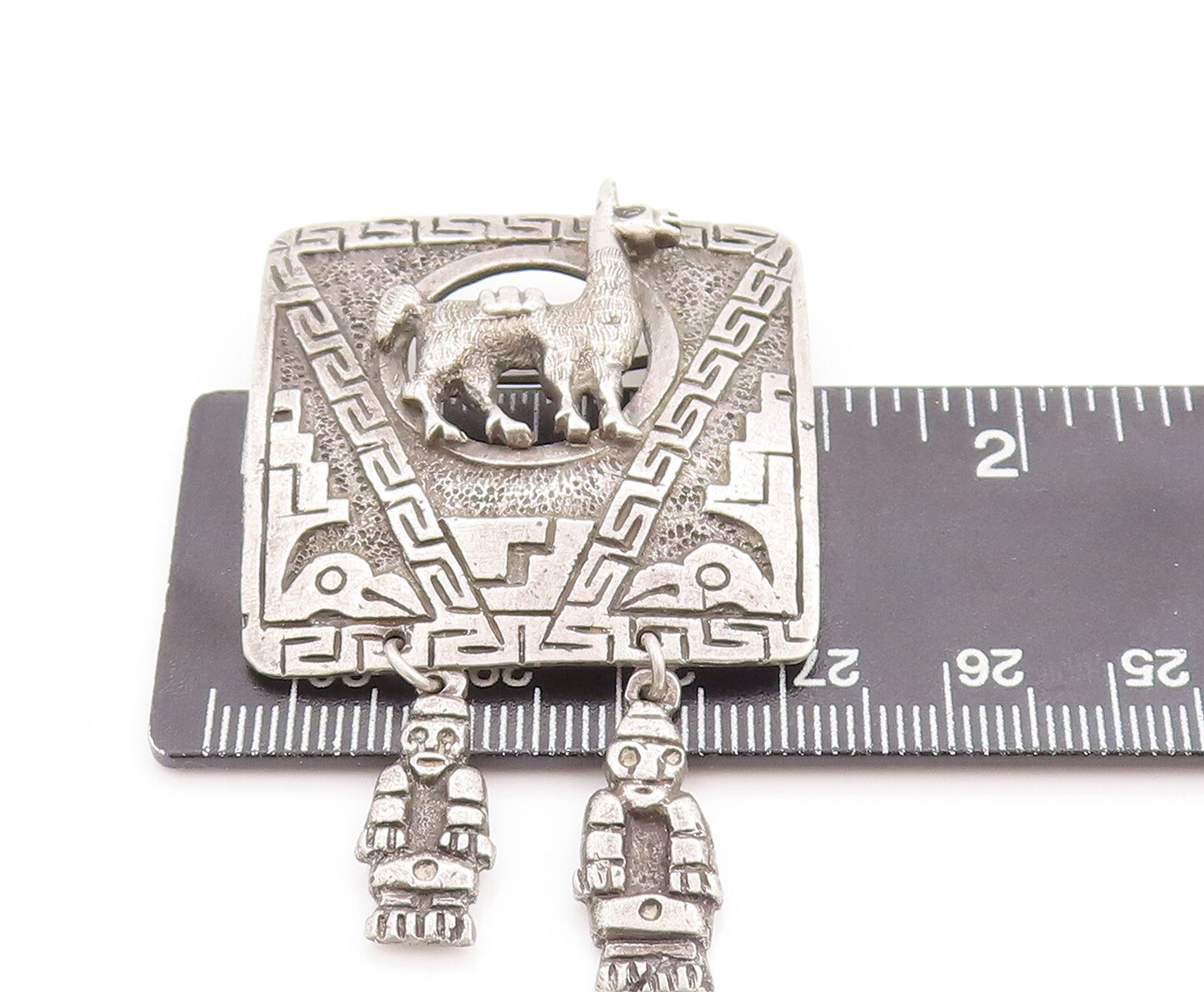 925 Sterling Silver Vintage Brooch Pin Antique Camel & Dangling Men  BP11094
