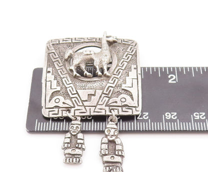 925 Sterling Silver Vintage Brooch Pin Antique Camel & Dangling Men  BP11094